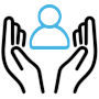 Two hands cradling a person icon