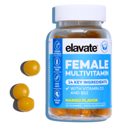 elavate FEMALE MULTIVITAMIN 14 KEY INGREDIENTS WITH VITAMIN D3 AND B12 MANGO FLAVOR